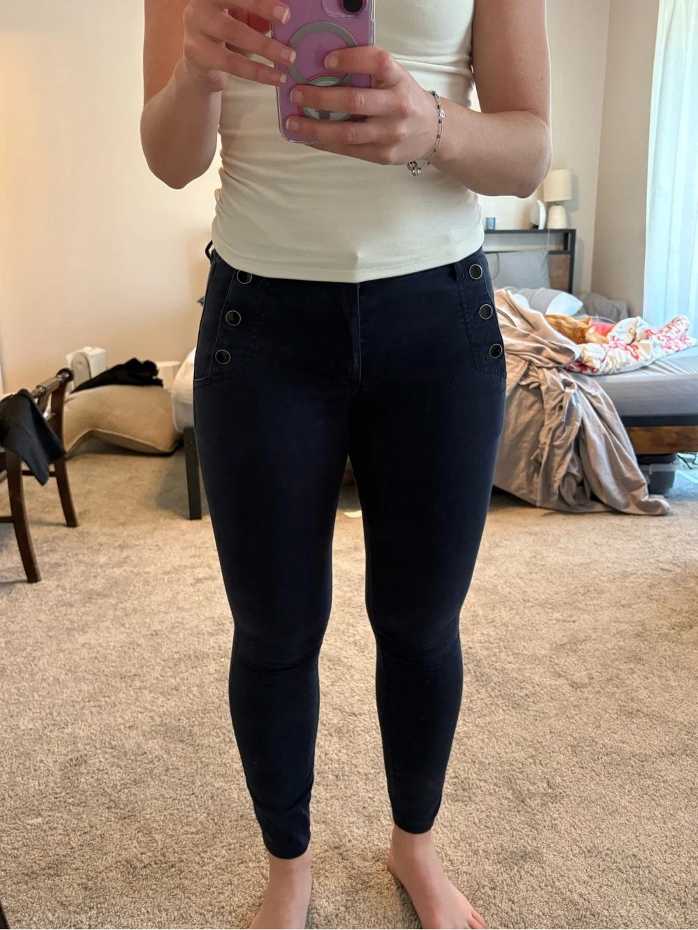 LOFT Dark Navy Straight-Leg Pants - Picture 4 of 4